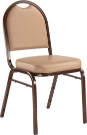 NPS - 9200 Series French Beige Premium Vinyl Banquet Stack Chair with Mocha Steel Frame