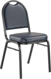 NPS - 9200 Series Midnight Blue Premium Vinyl Banquet Stack Chair with Black Sandtex Frame