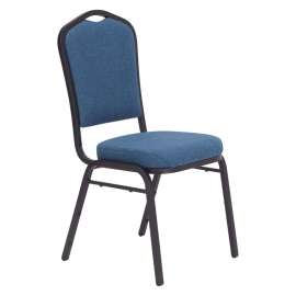NPS - 9300 Series Natural Blue Deluxe Fabric Banquet Stack Chair with Black Sandtex Frame