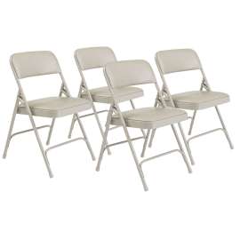 NPS - 1200 Series Warm Gray Premium Vinyl Folding Chairs with Warm Gray Steel Frame (Pack of 4)