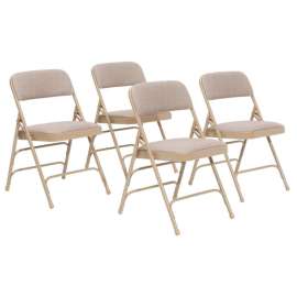 NPS - 2300 Series Cafe Beige Deluxe Fabric Folding Chairs with Cafe Beige Frame (Pack of 4)