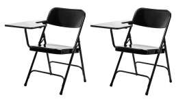NPS - 5200 Series Black Heavy Duty Plastic Right Arm Folding Chairs with Black Steel Frame (Pack of 2)