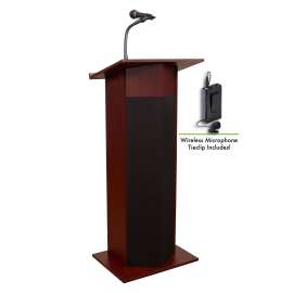 NPS - Power Plus Series Mahogany Wood Oklahoma Sound™ Lectern with Headset Wireless Microphone