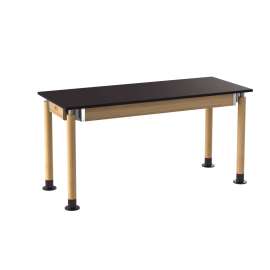 NPS - Signature Series Oak Wood 60"L x 24"W x 27" to 42"H Science Table with Chemical Resistant Top