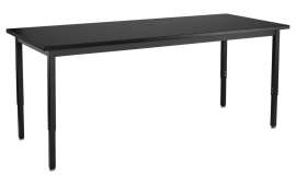 NPS - Steel Series Black 72"L x 30"W x 22.25" to 37.25"H Science Table with Chemical Resistant Top