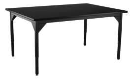 NPS - Steel Series Black 60"L x 42"W x 22.25" to 37.25"H Science Table with Chemical Resistant Top