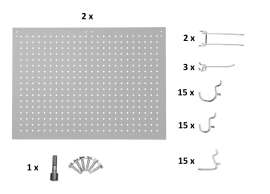 NPS - Black Steel Peg Boards & 50 Hooks for 30" Wide HDT9 and SLT9 Tables (Pack of 2)