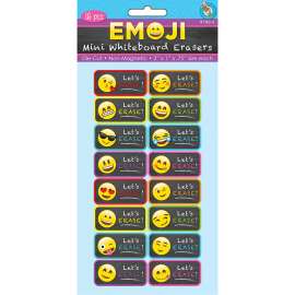 Non-Magnetic Mini Whiteboard Erasers, Emotions Icons, Pack of 16