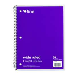 1-Subject Notebook, 70 Page, Wide Ruled, Purple