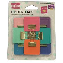 Binder Tabs, Assorted Gold Plated, Pack of 8
