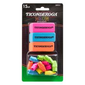 Eraser Combo Set, Neon, 3 Beveled, 12 Wedge Cap