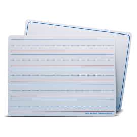 Dry Erase Learning Mat, Two-Sided Red & Blue Ruled/Plain, 9" x 12", Pack of 12