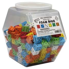 Foam Dice, 16mm, Assorted, Tub of 200