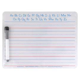 Handwriting Whiteboard Dry Erase Set, 2-Sided, Ruled/Plain, with Marker/Eraser, 9" x 12"