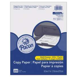 Multi-Purpose Paper, White, 20 lb., 8-1/2" x 11", 200 Sheets