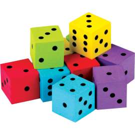 Foam Colorful Dice, Pack of 20