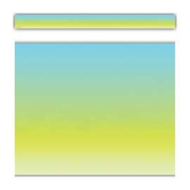 Aqua and Lime Color Wash Straight Border Trim, 35 Feet