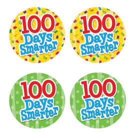 100 Days Smarter Wear 'Em Badges, Self-Adhesive, Pack of 32
