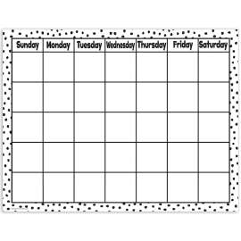 Black Painted Dots on White Calendar Chart, 17" x 22"