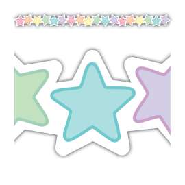 Pastel Pop Stars Die-Cut Border Trim, 35 Feet