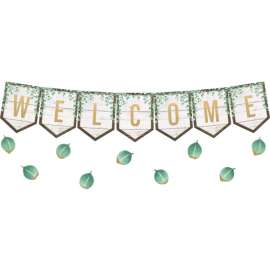Eucalyptus Pennants Welcome Bulletin Board Set