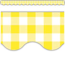 Yellow Gingham Scalloped Border Trim, 35 Feet