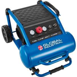 Global Industrial Portable Quiet Electric Air Compressor, 2.0 HP, 5 Gal, 5.0 CFM, Oil-Free