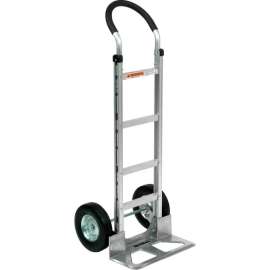 Global Industrial Aluminum Hand Truck - Curved Handle - Semi-Pneumatic Wheels