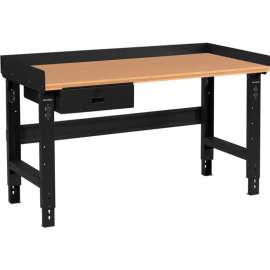 Global Industrial 60 x 30 Adj Height Workbench w/Drawer, Black- Shop Top Square Edge Top