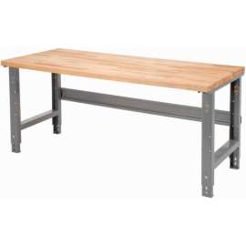 Global Industrial 72 x 36 Adjustable Height Workbench, C-Channel Leg, Maple Square Edge, Gray