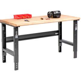 Global Industrial 60x30 Adjustable Height Workbench C-Channel Leg - Maple Safety Edge - Black