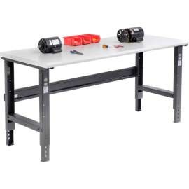 Global Industrial 72x30 Adjustable Height Workbench C-Channel Leg - Laminate Safety Edge Black