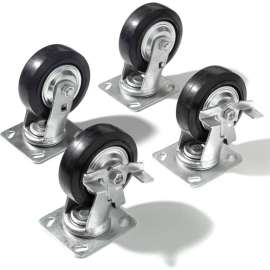 Global Industrial Caster Kit 5" x 1 1/2" (4 Swivel, 2 With Brakes) With Mounting Plate