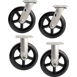 Global Industrial 8" x 2" Mold-On Rubber Caster Kit 2 Swivel, 2 Rigid