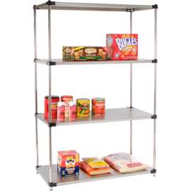 Nexel Solid Stainless Steel, 4 Tier, Starter Unit, 48"W x 18"D x 74"H