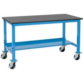 Global Industrial Mobile Lab Workbench w/ Phenolic Resin Square Edge Top, 60"W x 30"D, Blue