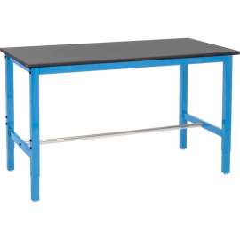 Global Industrial 60x30 Adj. Height Workbench Square Tube Leg, Phenolic Resin Safety Edge Blue