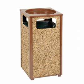 Global Industrial Stone Panel Trash Sand Urn, Brown, 24 Gallon, 17-1/2" Square x 32"H