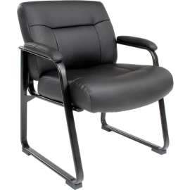 Interion Big and Tall Waiting Room Chair - Bonded Leather - High Back - Black