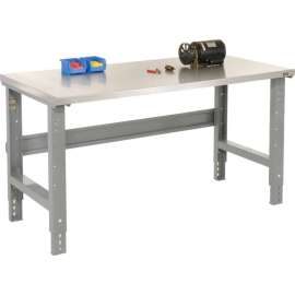 Global Industrial 48x30 Adj. Height Workbench C-Channel Leg - Stainless Steel Square Edge Gray