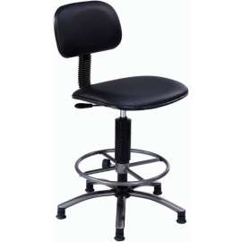 Interion Office Stool - Vinyl - 21"- 25" - Black