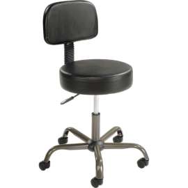 Interion AntiMicrobial Medical Stool with Backrest - Vinyl - Black