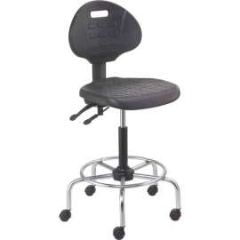 Interion 4-Way Black Adjustable Shop Stool With Chrome Base