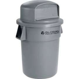 Global Industrial Plastic Trash Can with Dome Lid - 55 Gallon Gray