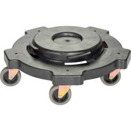 CONTINENTAL COMMERCIAL 3255 Trash Can Dolly, 20 to 55 gal, Polyethylene, Black