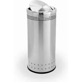 Precision Stainless Steel Round Imprinted Trash Can With Swivel Lid, 15 Gallon
