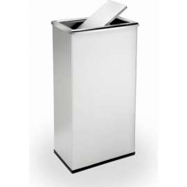 Precision Stainless Steel Rectangular Trash Can With Swivel Lid, 13-1/2 Gallon