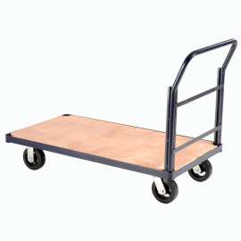 Global Industrial Steel Bound Wood Deck Platform Truck 60x30 2400 Lb. Cap. 8" Rubber Casters