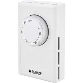 Global Industrial Thermostat, Heat Only, Line Voltage, Double Pole, With Off Position