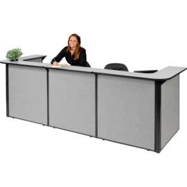 Interion U-Shaped Reception Station, 124"W x 44"D x 44"H, Gray Counter, Gray Panel